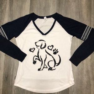 Puppy /V-neck long sleeve shirt / dog lover shirt